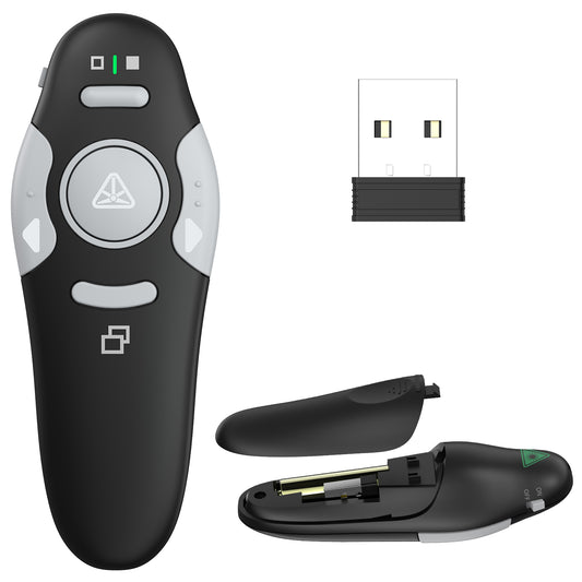 QUI Presentation Clicker Wireless Presenter Remote Clicker for PowerPoint Presentation Remote, PowerPoint Slide Advancer for Mac/Windows/Linux, Google Slide/PPT/Keynote, USB, Black