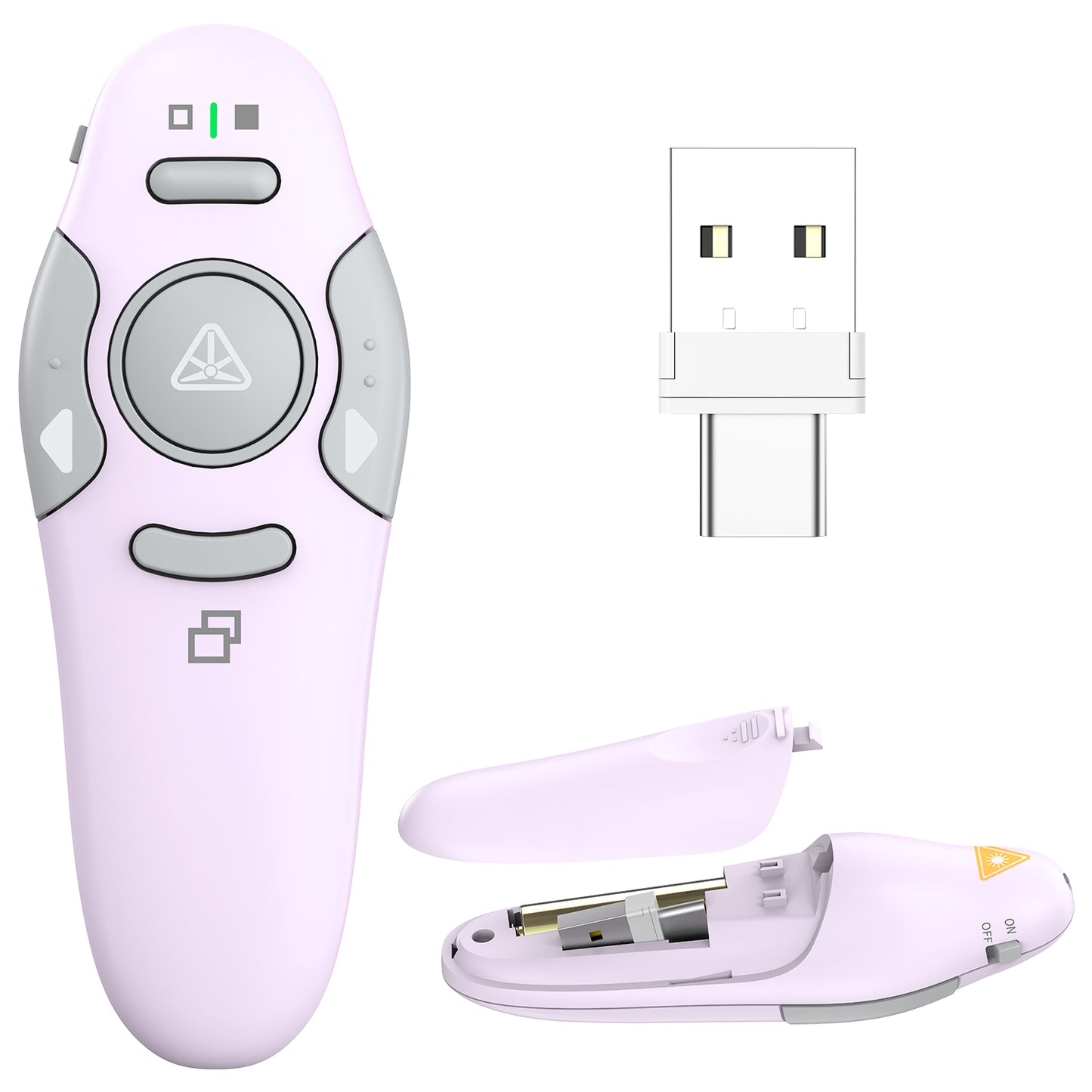 QUI Presentation Clicker Wireless Presenter Remote Clicker for PowerPoint Presentation Remote, PowerPoint Slide Advancer for Mac/Windows/Linux, Google Slide/PPT/Keynote, Type-c Purple
