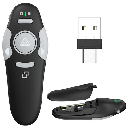 QUI Presentation Clicker Wireless Presenter Remote Clicker for PowerPoint Presentation Remote, PowerPoint Slide Advancer for Mac/Windows/Linux, Google Slide/PPT/Keynote, Type-c, Black
