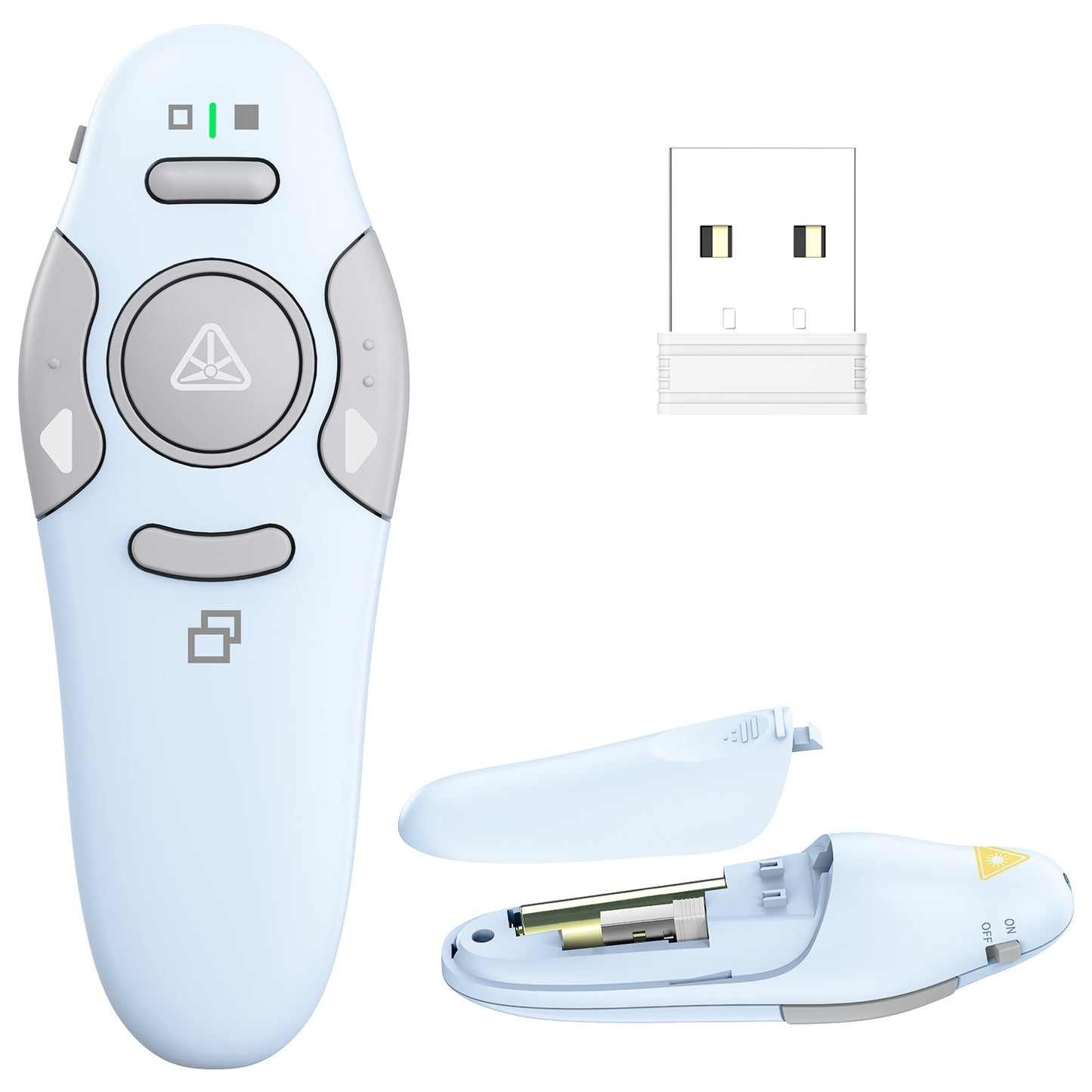 QUI Presentation Clicker Wireless Presenter Remote Clicker for PowerPoint Presentation Remote, PowerPoint Slide Advancer for Mac/Windows/Linux, Google Slide/PPT/Keynote, USB, Blue