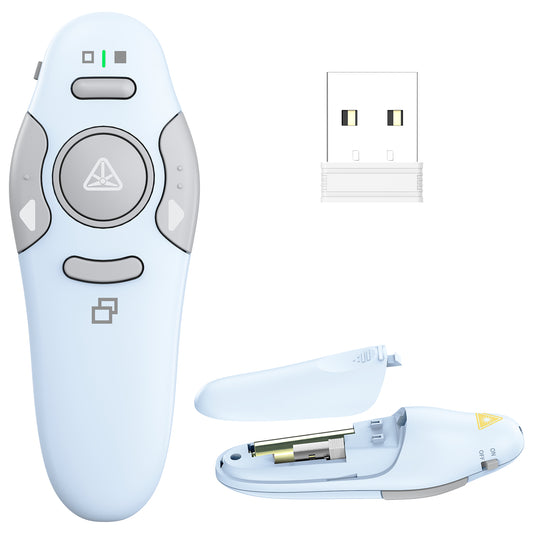QUI Presentation Clicker Wireless Presenter Remote Clicker for PowerPoint Presentation Remote, PowerPoint Slide Advancer for Mac/Windows/Linux, Google Slide/PPT/Keynote, USB, Blue