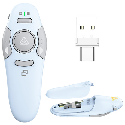 QUI Presentation Clicker Wireless Presenter Remote Clicker for PowerPoint Presentation Remote, PowerPoint Slide Advancer for Mac/Windows/Linux, Google Slide/PPT/Keynote, Type-c Blue