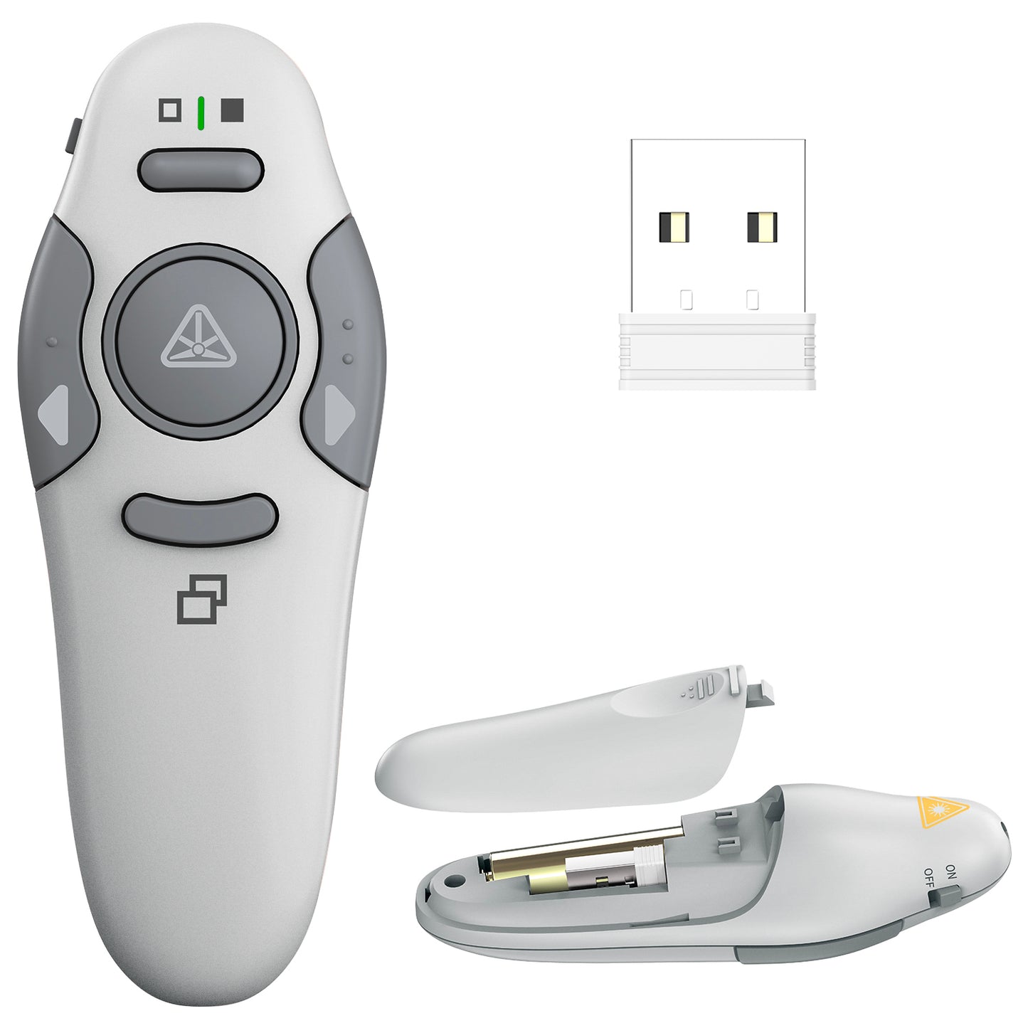 QUI Presentation Clicker Wireless Presenter Remote Clicker for PowerPoint Presentation Remote, PowerPoint Slide Advancer for Mac/Windows/Linux, Google Slide/PPT/Keynote, USB, Silver