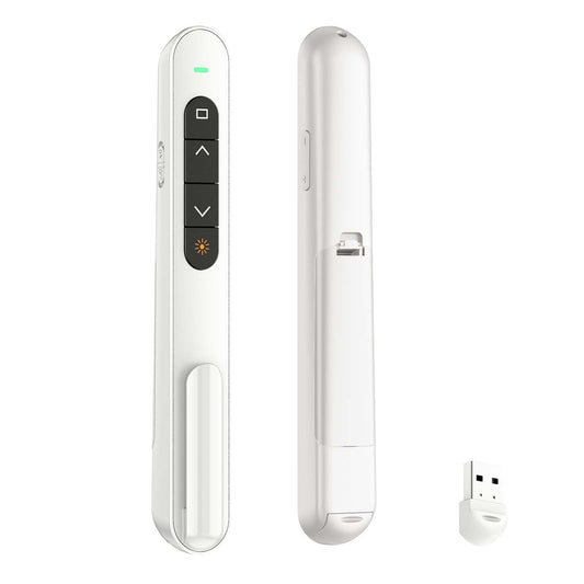 QUI Presentation Clicker with Volume Control, 2.4GHz USB Wireless Presenter Remote, PowerPoint Clicker Slide Advancer Compatible with Mac, Windows, Google Slides, Keynote