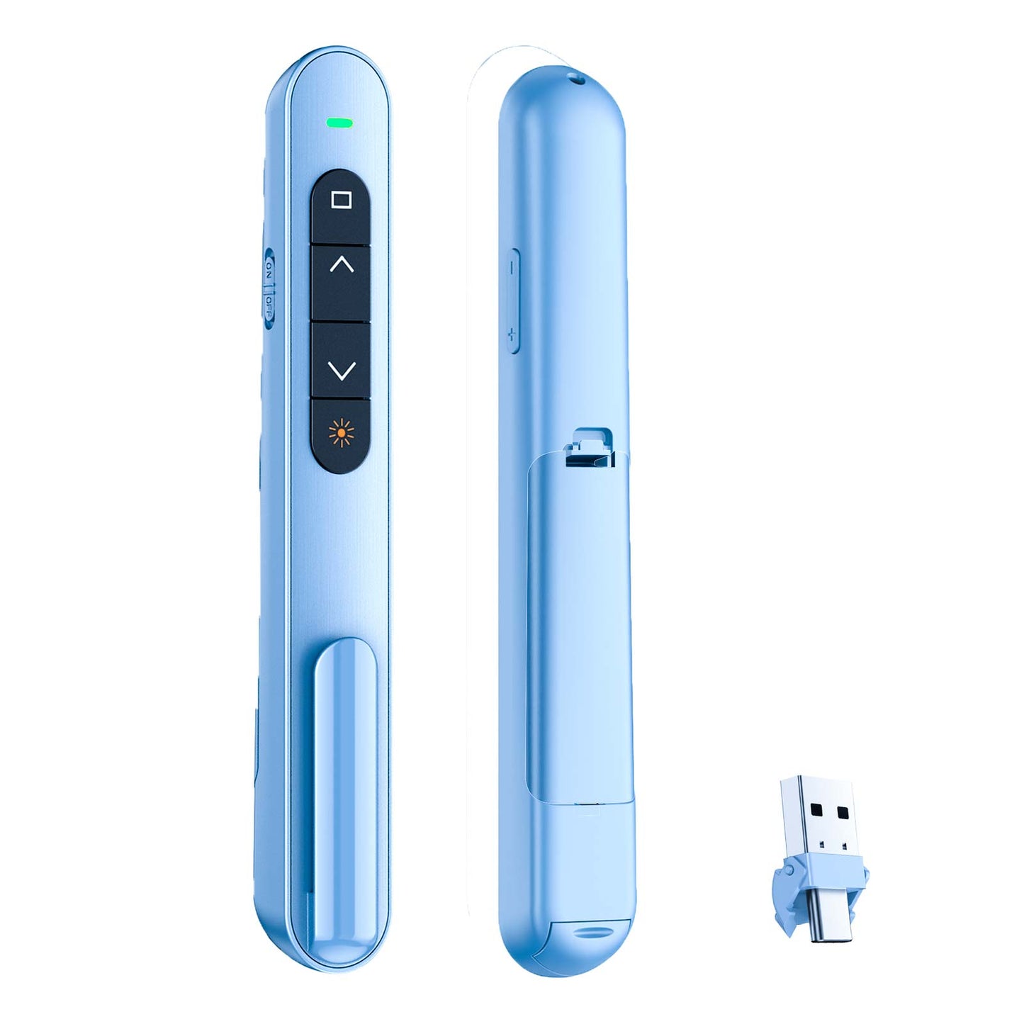 QUI Presentation Clicker with Volume Control, 2.4GHz USB Wireless Presenter Remote, PowerPoint Clicker Slide Advancer Compatible with Mac, Windows, Google Slides, Keynote