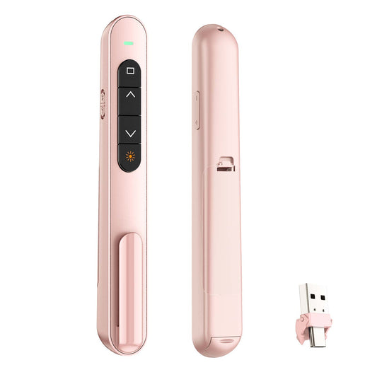 QUI Presentation Clicker with Volume Control, 2.4GHz USB Wireless Presenter Remote, PowerPoint Clicker Slide Advancer Compatible with Mac, Windows, Google Slides, Keynote