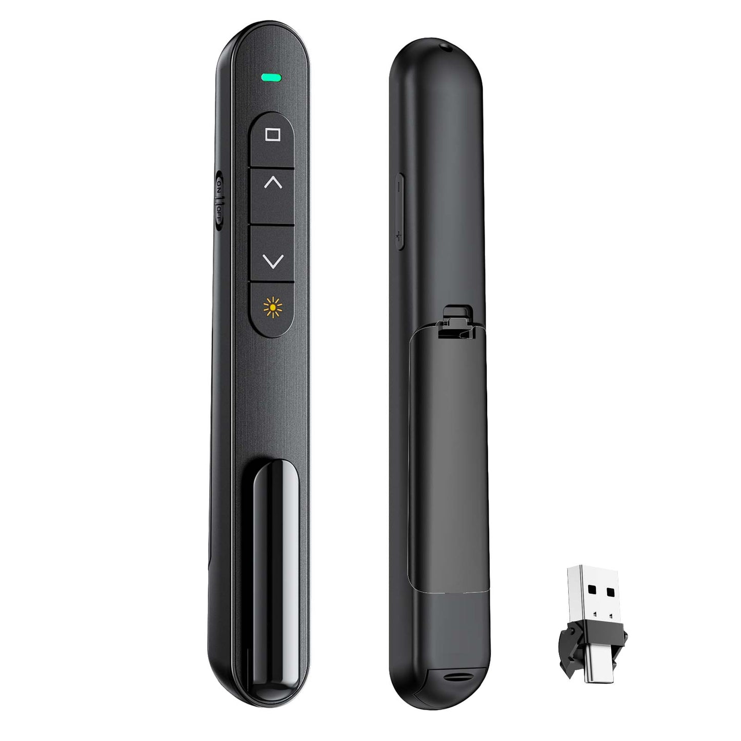 QUI Presentation Clicker with Volume Control, 2.4GHz USB Wireless Presenter Remote, PowerPoint Clicker Slide Advancer Compatible with Mac, Windows, Google Slides, Keynote
