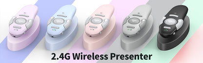 QUI Presentation Clicker Wireless Presenter Remote Clicker for PowerPoint Presentation Remote, PowerPoint Slide Advancer for Mac/Windows/Linux, Google Slide/PPT/Keynote, USB, Silver