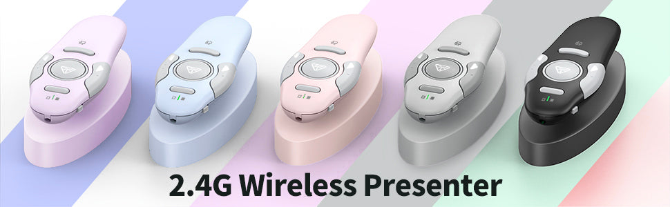 QUI Presentation Clicker Wireless Presenter Remote Clicker for PowerPoint Presentation Remote, PowerPoint Slide Advancer for Mac/Windows/Linux, Google Slide/PPT/Keynote, Type-c, Silver