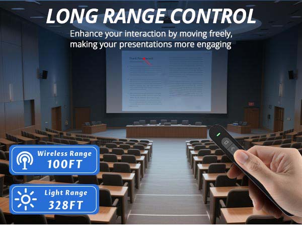 QUI Presentation Clicker with Volume Control, 2.4GHz USB Wireless Presenter Remote, PowerPoint Clicker Slide Advancer Compatible with Mac, Windows, Google Slides, Keynote